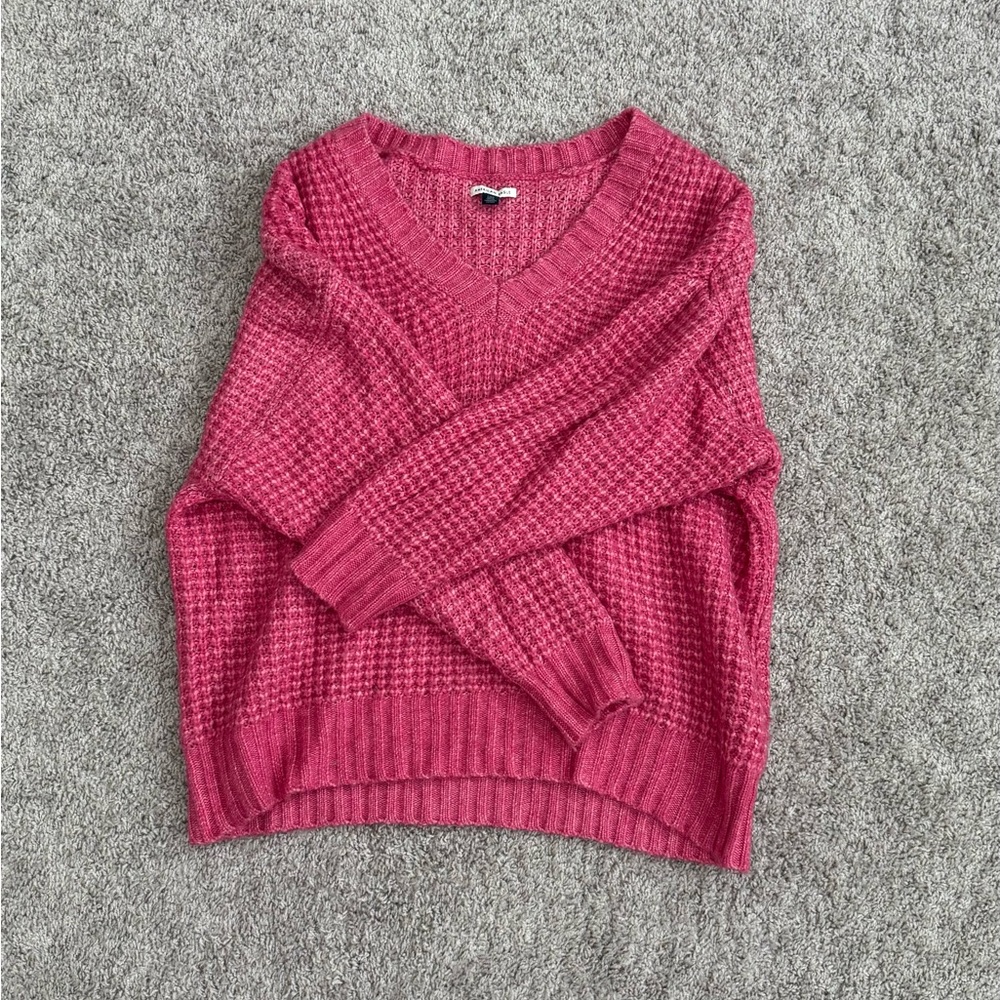 American Eagle - pink “waffle” soft knit oversized sweater - size L